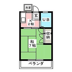 オザキハイツ 1Kの間取図画像