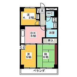 サクシード八王子 3DKの間取図画像