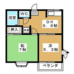 メゾン・ド・ベール 2DKの間取図画像