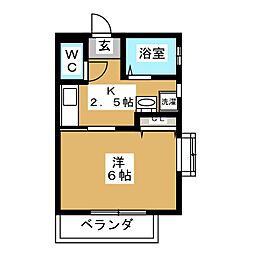 桂荘 1Kの間取図画像