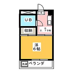 トータスコーポ 1Kの間取図画像