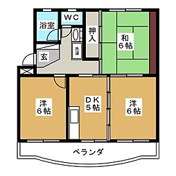 メゾンドハーティー 3DKの間取図画像