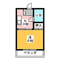 サンライズ北原 1Kの間取図画像