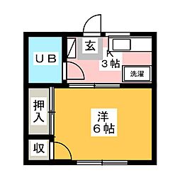 タイヨーハイツ 2階1Kの間取り