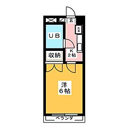 メゾンピリカ 3階1Kの間取り