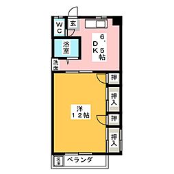 内田コーポ 2階ワンルームの間取り