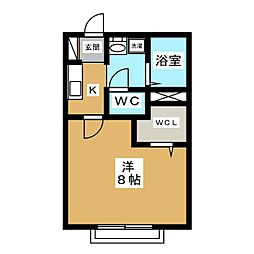 アルカサールII 1階1Kの間取り