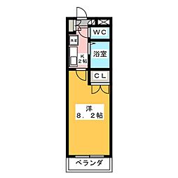 グランジュールＭＫ 2階1Kの間取り
