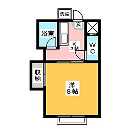 コーポ柏 1階1Kの間取り