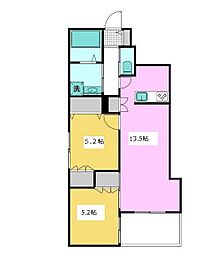 ウヴェルテュール 2階2LDKの間取り
