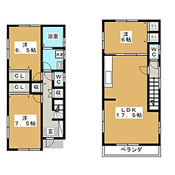 元横山1丁目戸建 2階3LDKの間取り
