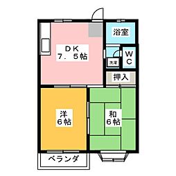 リバーサイドハイツ 2LDKの間取図画像