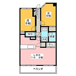 レーベン八王子MARKGATE 2LDKの間取図画像