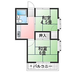 奥住コーポ 2Kの間取図画像