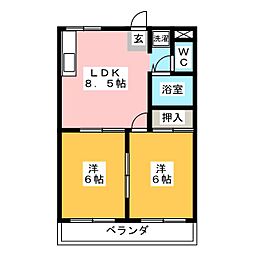 エステートタシロ 2DKの間取図画像