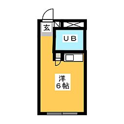 メゾン・ド・ノア大横町 ワンルームの間取図画像