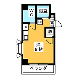 石坂ゼフィール ワンルームの間取図画像