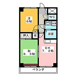 サンライト旭が丘 2DKの間取図画像