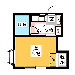 ひばりハイツ 1Kの間取図画像