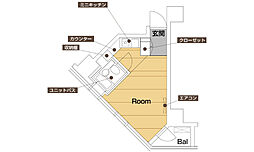 カレッジタウン2号棟 ワンルームの間取図画像