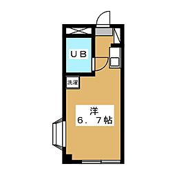 サンレイコート帝京大塚 4階ワンルームの間取り