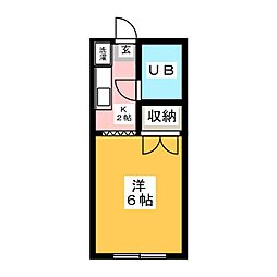 グリーンビュー若葉 1Kの間取図画像