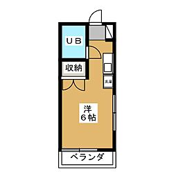 パルコア 2階ワンルームの間取り