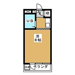 コーポベル 1階ワンルームの間取り