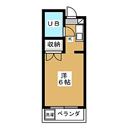 サンライズベル 2階ワンルームの間取り