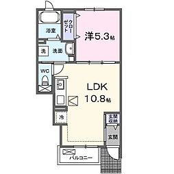 西武拝島線 西武立川駅 徒歩20分の賃貸アパート 1階1LDKの間取り