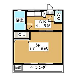 コーポルピナス 1階1Kの間取り