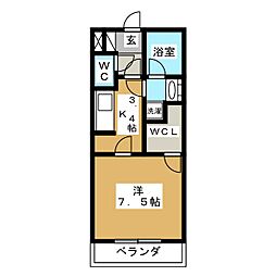 Riviere 2階1Kの間取り