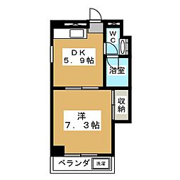 アルバーノ立川 3階1DKの間取り