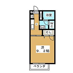 サンミッシェル 2階1Kの間取り
