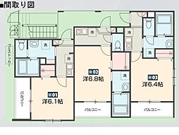 Forest Park Hills 2階1Kの間取り