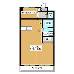 西国立グリーンマンション 3階ワンルームの間取り