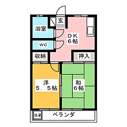コーポクリハラ 2DKの間取図画像