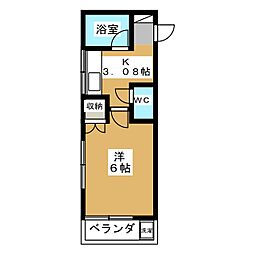 高武福生 1Kの間取図画像