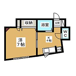 トライアングル116 1Kの間取図画像