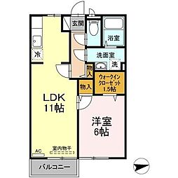 クレッセントガーデン 1LDKの間取図画像