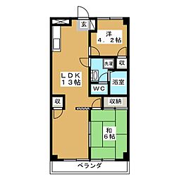 メゾン・ド・フォーレ 2LDKの間取図画像