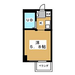 フレクション小作B ワンルームの間取図画像