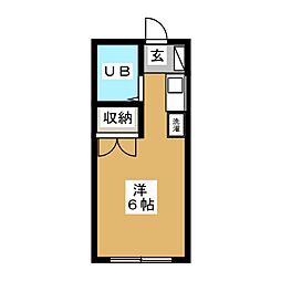 第35クリスタルハイツ ワンルームの間取図画像