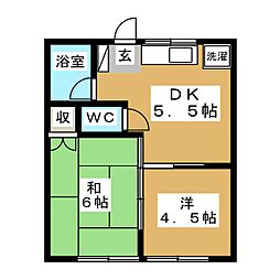 シャルムスズキ3 2DKの間取図画像