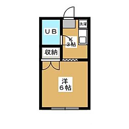 グリーンビュー若葉 1Kの間取図画像