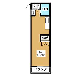 ハウス中川 ワンルームの間取図画像