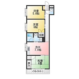ラフォーレ武蔵野 3DKの間取図画像