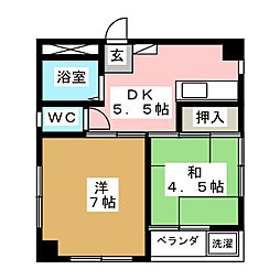 ルミエールWON 2DKの間取図画像