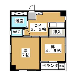 ルミエールWON 2DKの間取図画像
