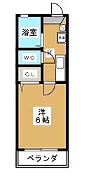 グロウヴ 1Kの間取図画像